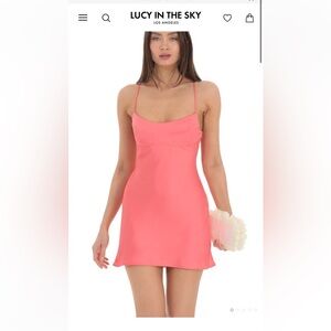 Lucy in the Sky coral dress.